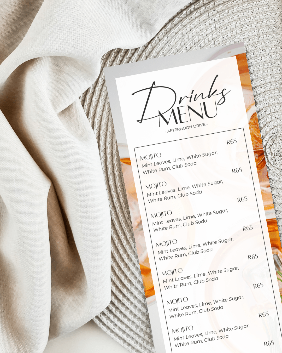Elegant Drinks Menu Template